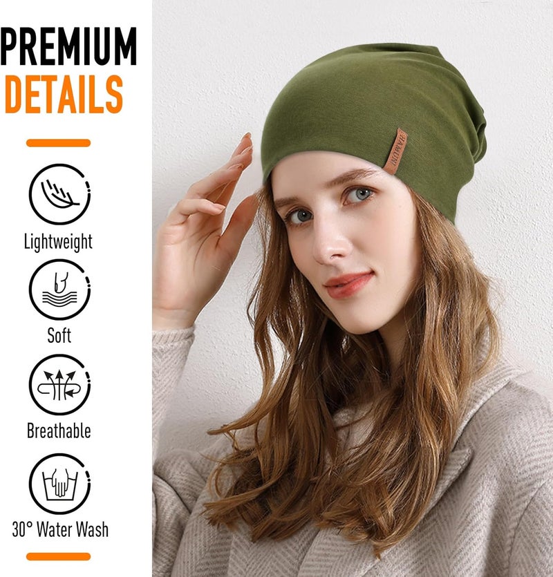 HAMUNI Slouchy Beanie for Women Cotton Beanies Hats Men Lightweight Soft Chemo Headwear Warm Skull Cap for All Seasons - Image 2